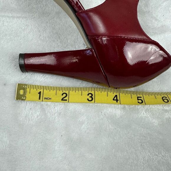 Circa Joan David Womens 6.5 Jamberly Peep Toe Strappy Heel Cranberry Red Patent - Picture 8 of 10